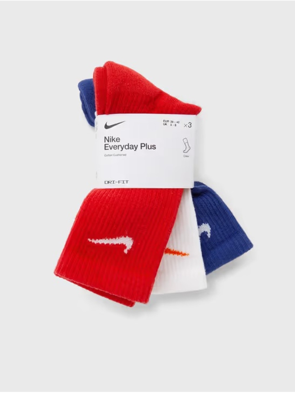 Nike 3-Pack Crew Socks — Red, White, Blue